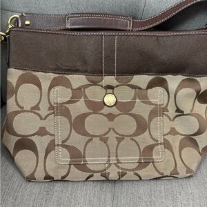 Coach Brown Signature Canvas Tote Bag